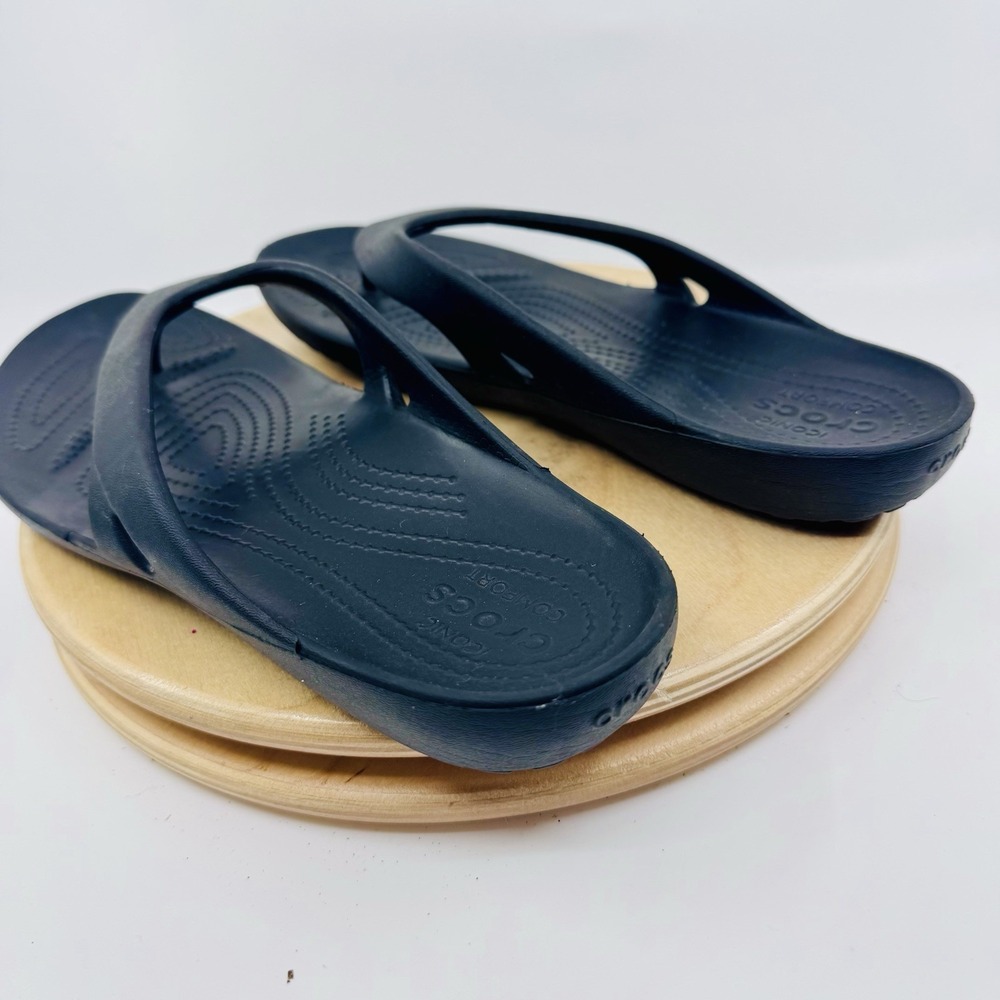 Crocs Kadee II Flip Flops Womens 10 Black Comfort Slip-On Summer Sandals thong - Picture 6 of 8